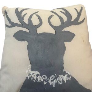 Unlisted Gray and Cream Holiday Reindeer Pillow